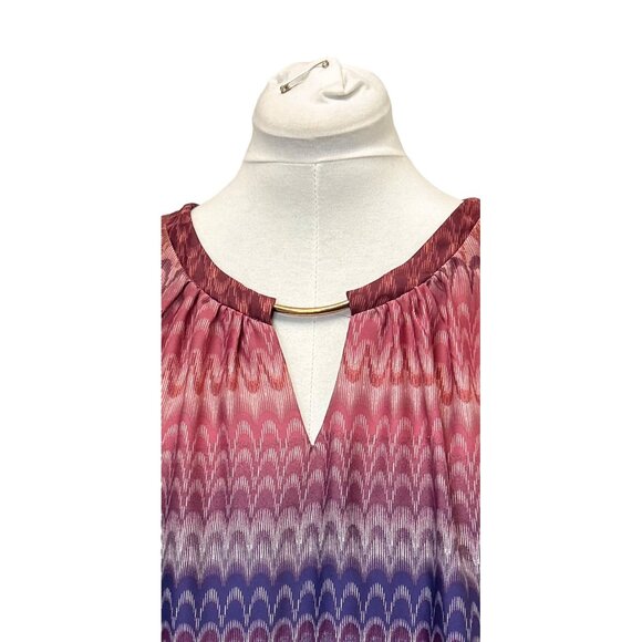 Investments Womens Large Multicolor Ombré Blouse With Keyhole Neckline & Metal D - Picture 2 of 8